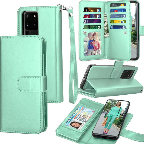 PU Leather Flip Cover Compatible with Samsung Galaxy S20 Plus Elegant Orange Wallet Case for Samsung Galaxy S20 Plus 